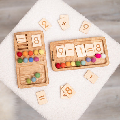 Wooden Math Board with Set of reversible cards 1-10