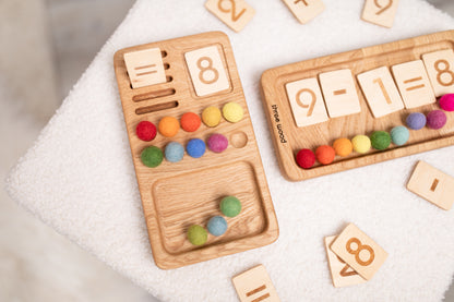 Wooden Math Board with Set of reversible cards 1-10