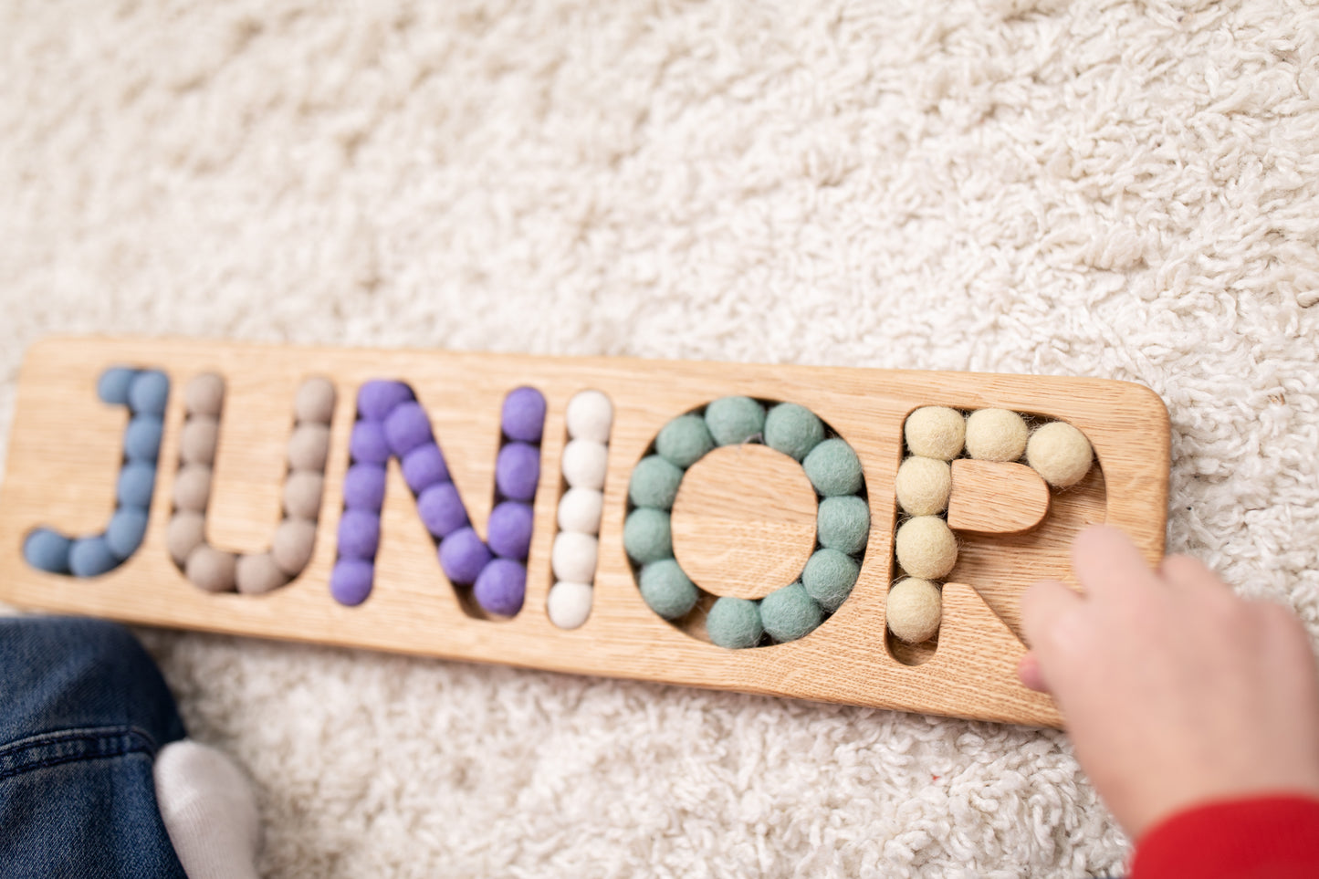 Personalized gift for kids, name board with felt balls