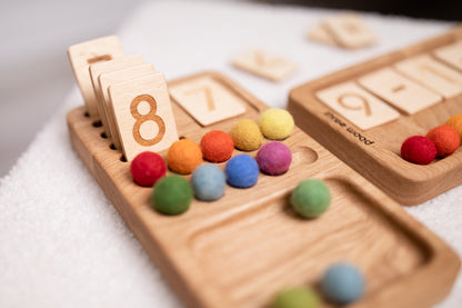 Wooden Math Board with Set of reversible cards 1-10