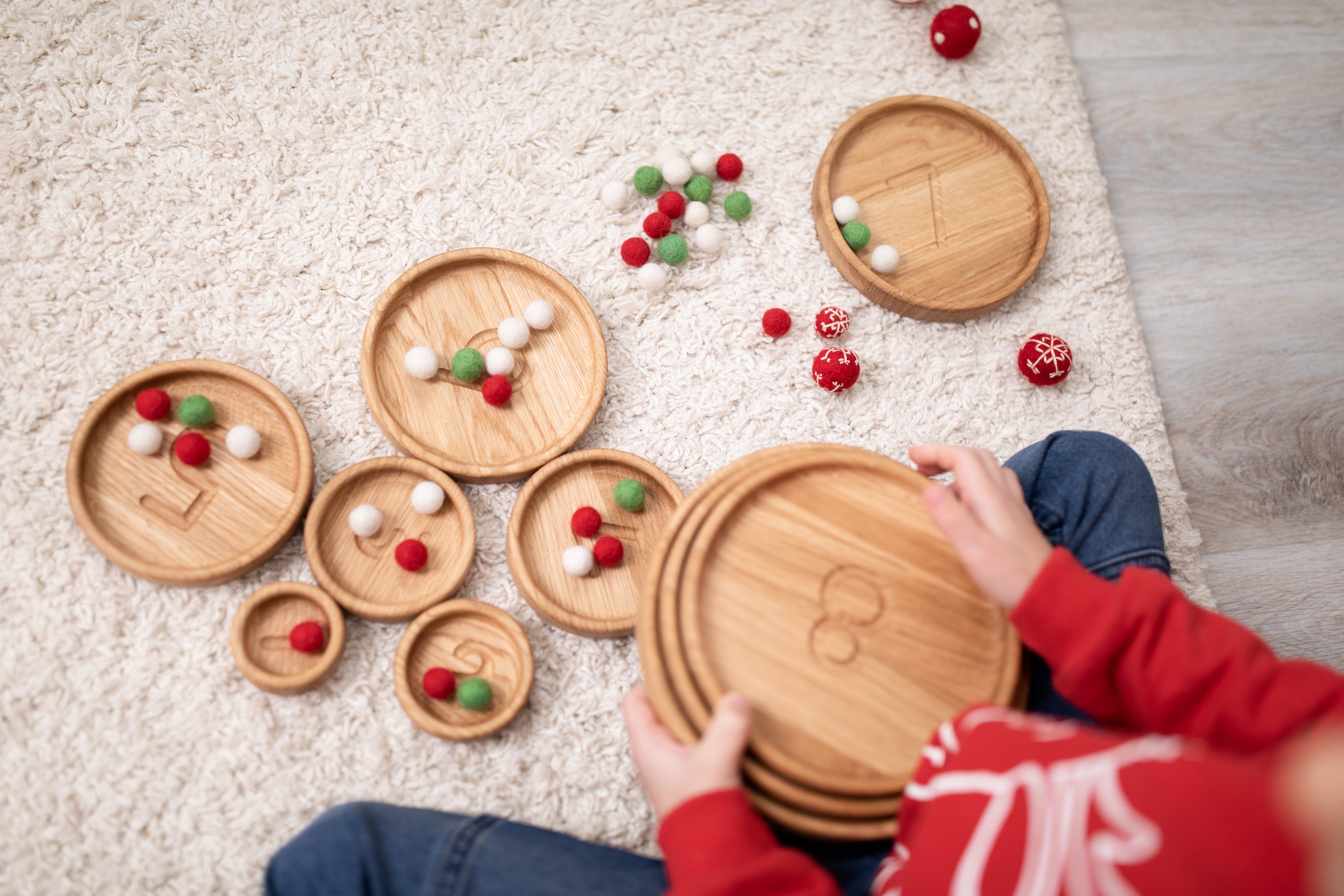 Sorting Plates or Trays with Numbers, Montessori educational materials, homeschool, learning numbers, toddler gift