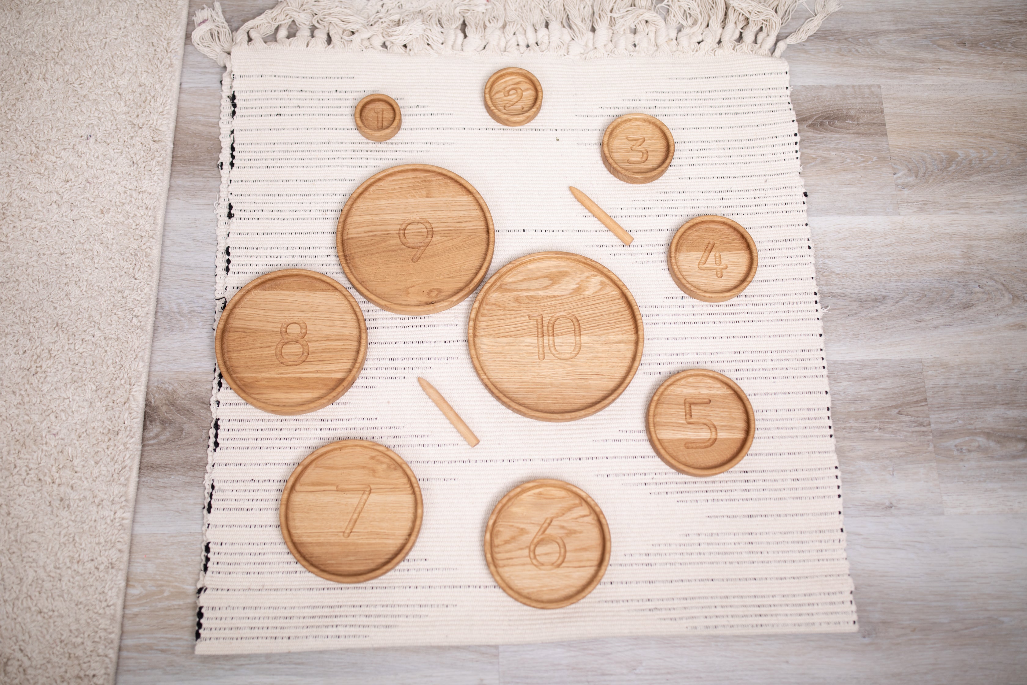 Sorting Plates or Trays with Numbers, Montessori educational materials, homeschool, learning numbers, toddler gift