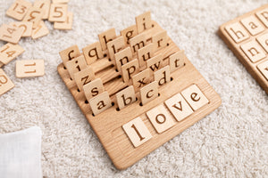 Montessori Alphabet wooden board with lowercase English cards