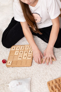 Montessori Alphabet wooden board with lowercase English cards
