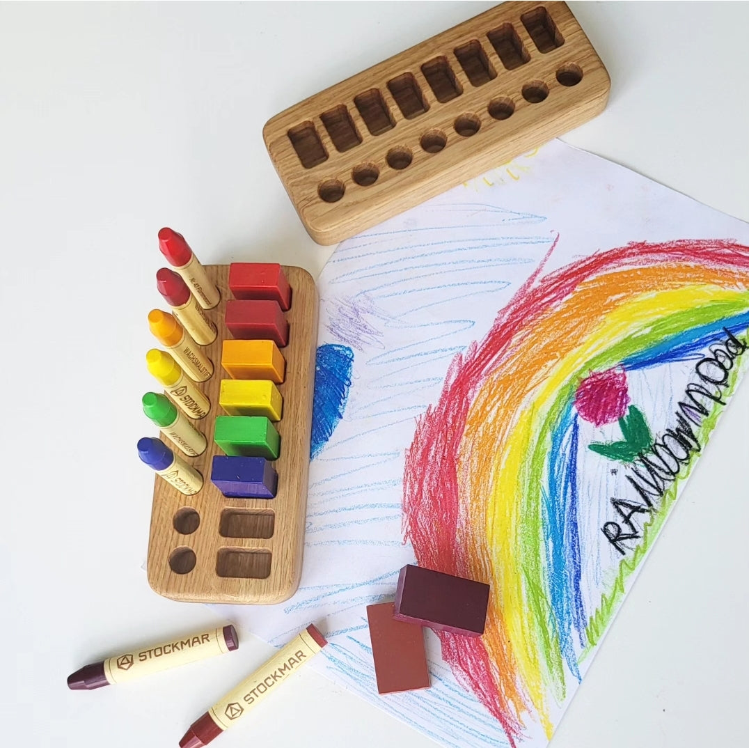 Waldorf Crayon rectanglular holder for Stockmar 8 Blocks and 8 Sticks, without crayons, crayon keeper, desk organization, gift for kids