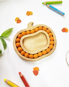 Halloween gift wooden pumpkin with felt balls
