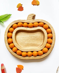 Halloween gift wooden pumpkin with felt balls