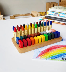 Stockmar crayon holder for 24 blocks and 24 sticks rectangular desk organisation gift for kids homeschool beeswax Waldorf art education