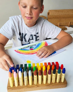 Stockmar crayon holder for 24 blocks and 24 sticks rectangular desk organisation gift for kids homeschool beeswax Waldorf art education