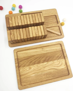 Load image into Gallery viewer, Montessori German letters reversible A/a blocks or cards with sand tray
