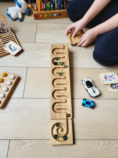 Wooden marble run track race