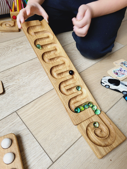 Wooden marble run track race