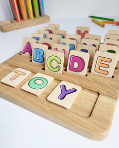Gift for toddler Alphabet board with colored Uppercase letters