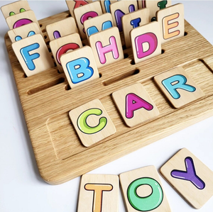 Gift for toddler Alphabet board with colored Uppercase letters
