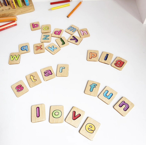 Gift for toddler Alphabet board with colored lowercase letters