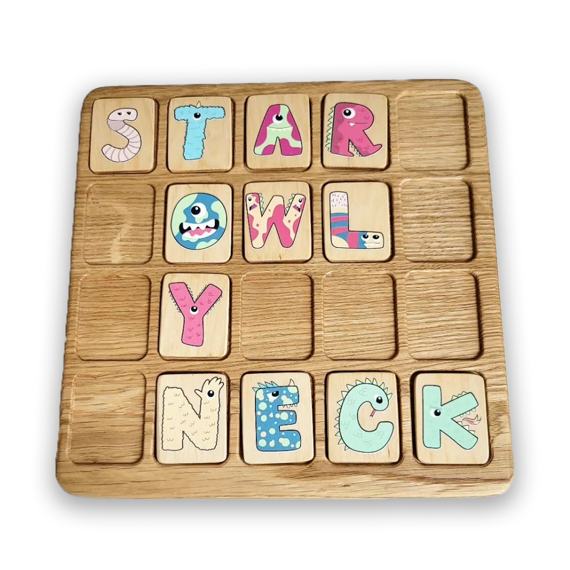 Montessori English Alphabet reversible board+Monsters letters cards