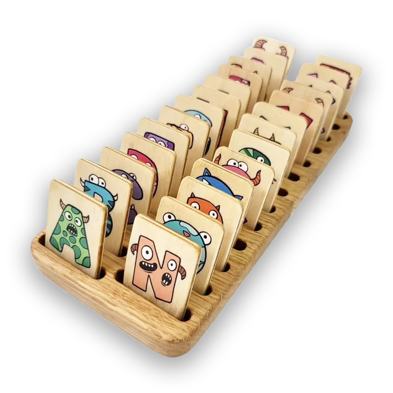 English Letters flash Cards with Monsters with holder