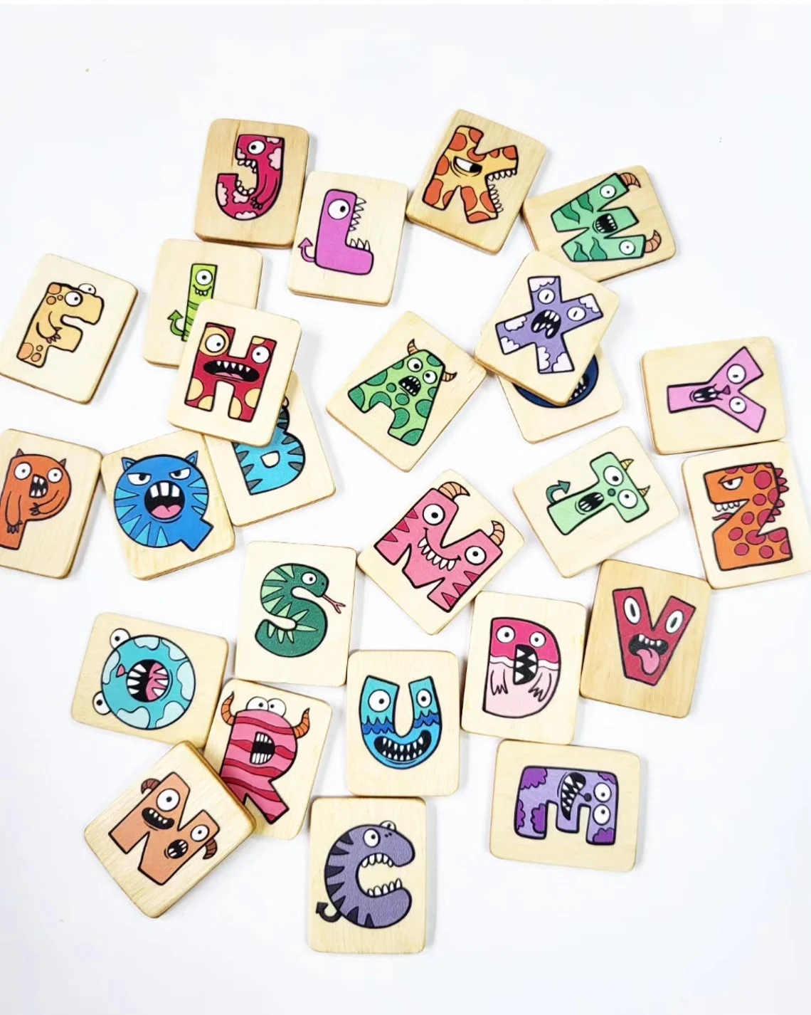 English Letters flash Cards with Monsters with holder