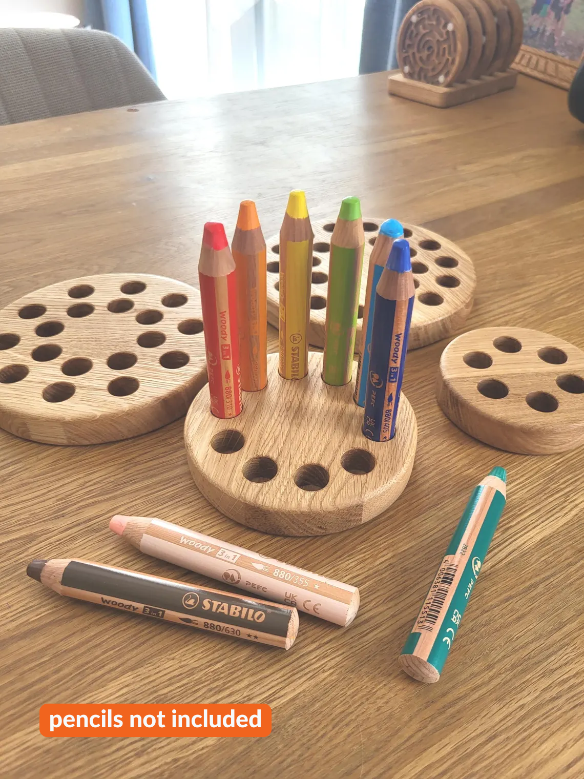 Support de crayons Stabilo Woody 3-en-1 de forme ronde CRAYONS NON INCLUS