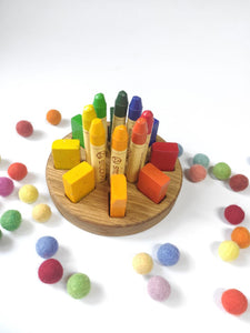 Waldorf Crayon round holder for Stockmar 8 Blocks and 8 Sticks round, without crayons, crayon keeper, desk organization, gift for kids
