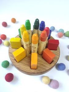 Waldorf Crayon round holder for Stockmar 8 Blocks and 8 Sticks round, without crayons, crayon keeper, desk organization, gift for kids