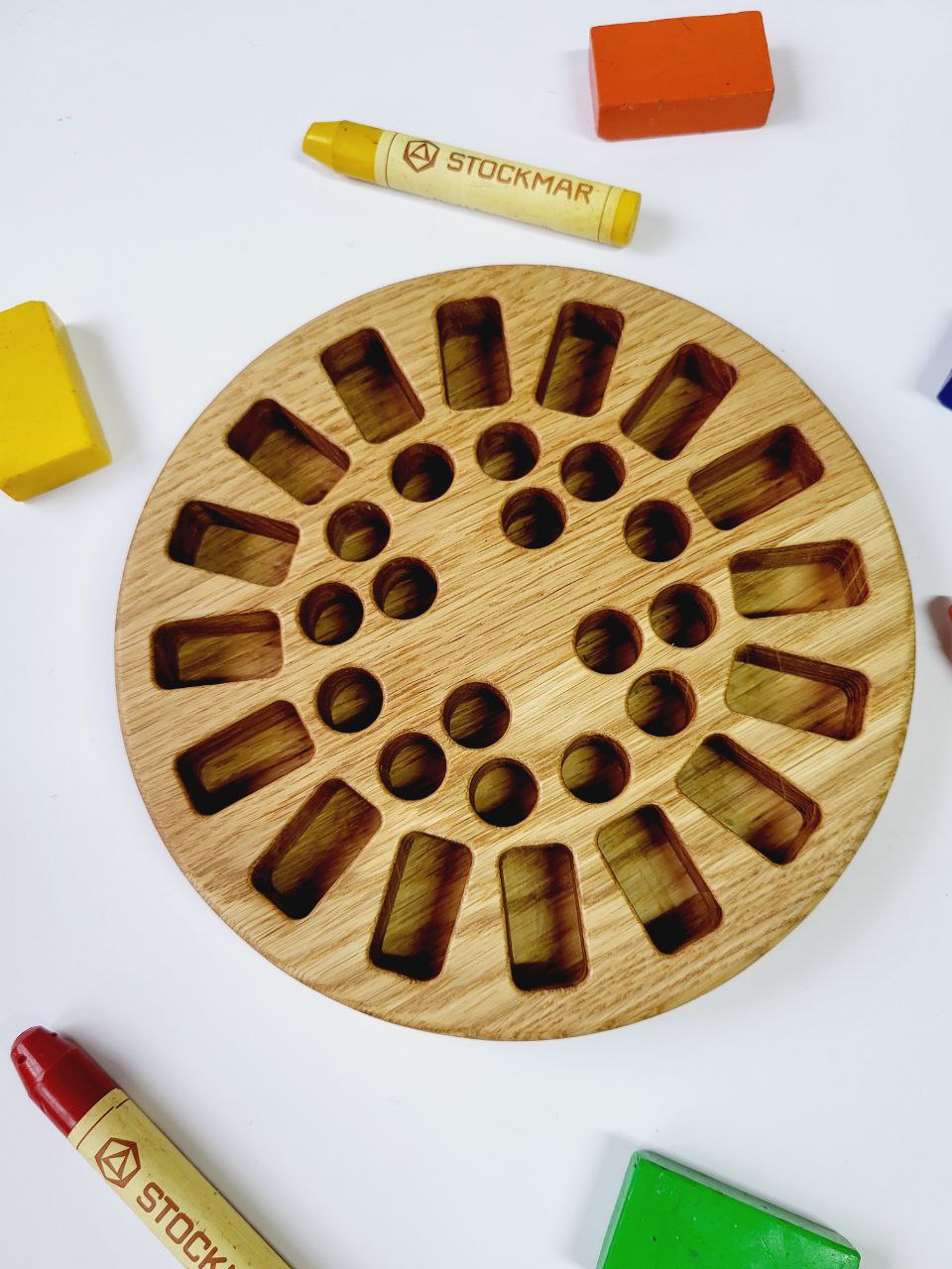 Waldorf Crayon holder for Stockmar 16 Blocks and 16 Sticks, ROUND without crayons