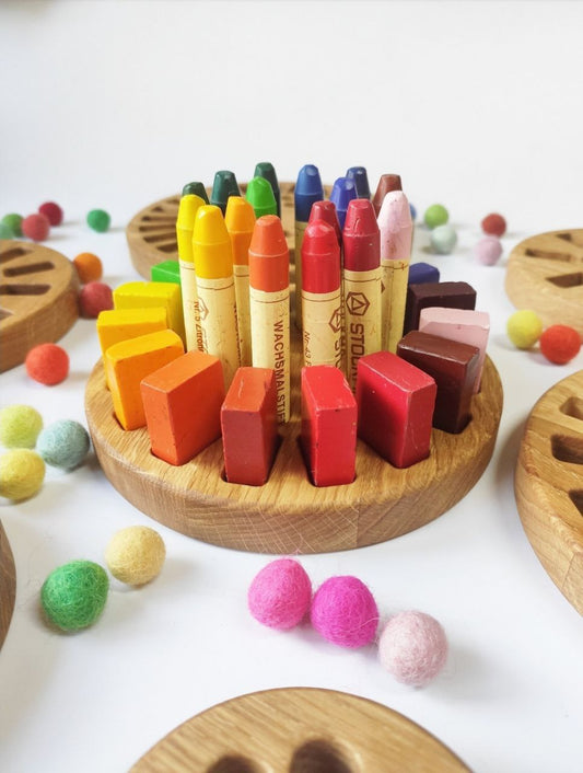 Waldorf Crayon holder for Stockmar 16 Blocks and 16 Sticks, ROUND without crayons