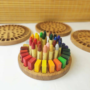 Waldorf Crayon round holder for Stockmar 24 Blocks and 24 Sticks, without crayons, crayon keeper, desk organization, gift for kids
