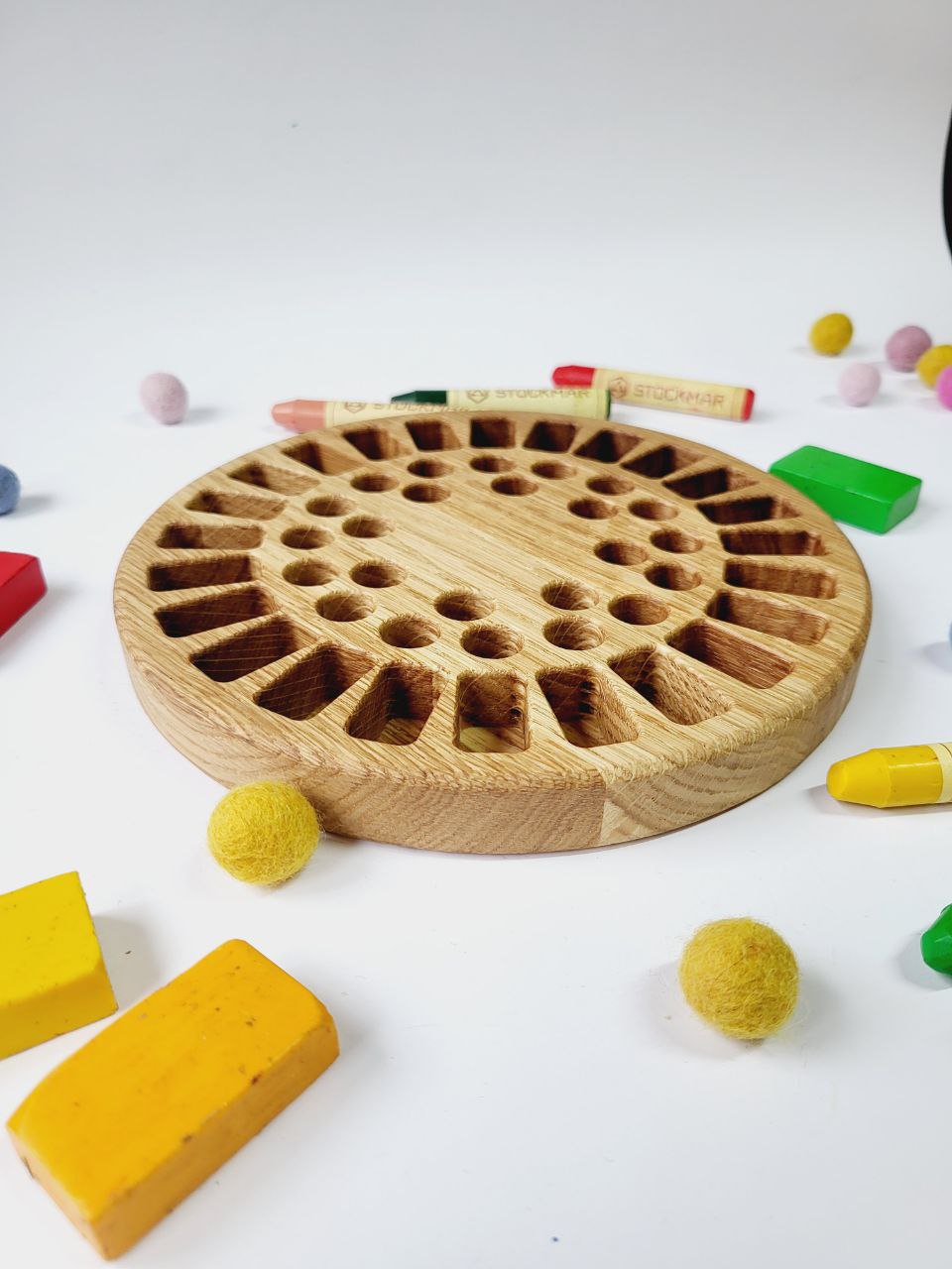Waldorf Crayon holder for Stockmar 24 Blocks and 24 Sticks, ROUND, without crayons