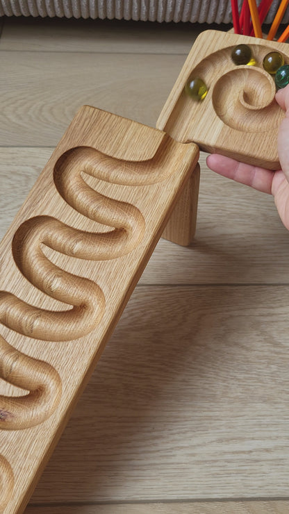 Wooden marble run track race