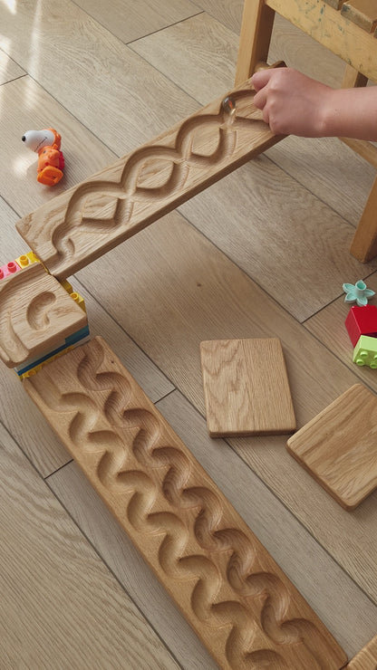 Wooden marble run track race