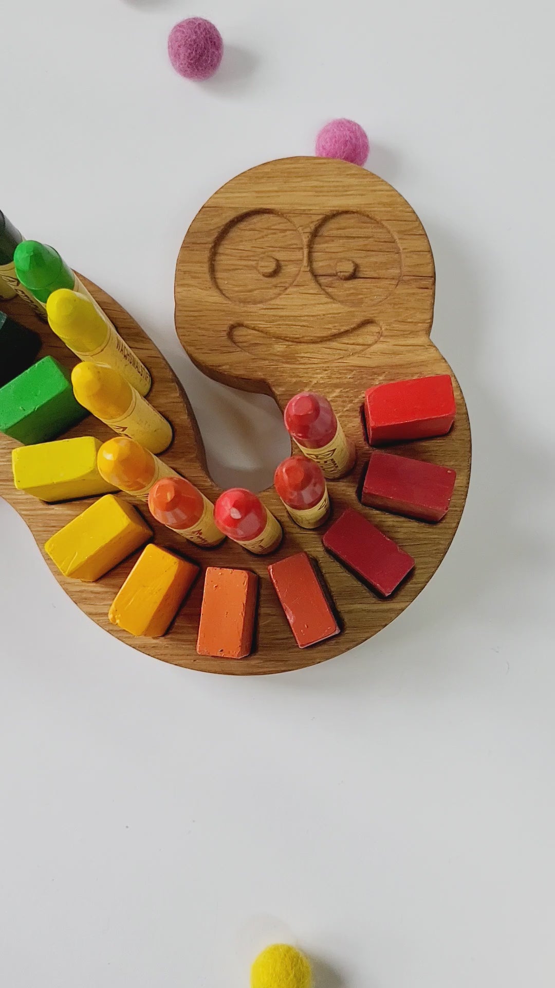 Stockmar Crayon Holder  24 blocks and 24 sticks Caterpillar shape Art supplies gift for kids desk organization wooden holder without crayons