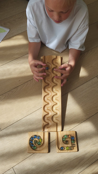 Wooden marble run track race