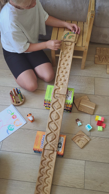 Wooden marble run track race
