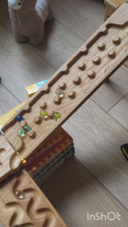 Wooden marble run track race
