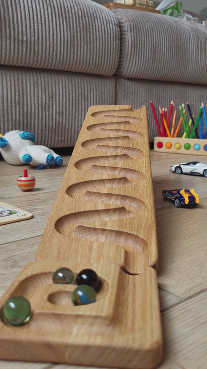 Wooden marble run track race