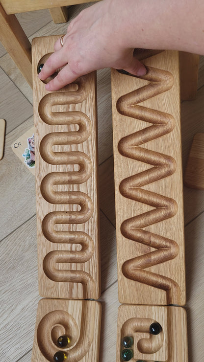 Wooden marble run track race