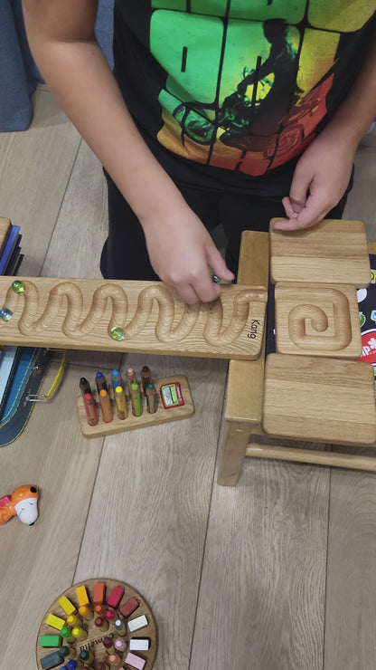 Wooden Marble Run Track Set