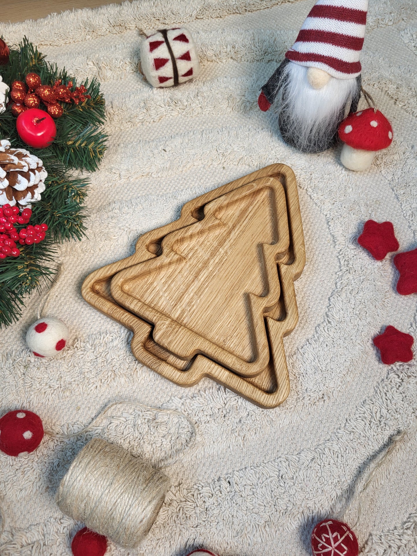 Christmas tree wooden trays