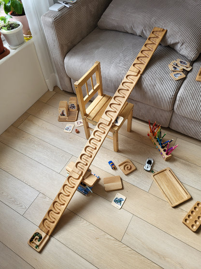 Wooden marble run track race