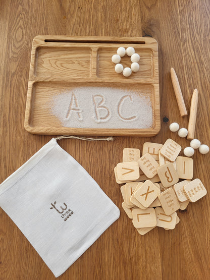 Read, write, create sand tray with German letters cards