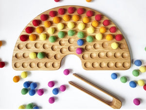 Rainbow board with felt balls