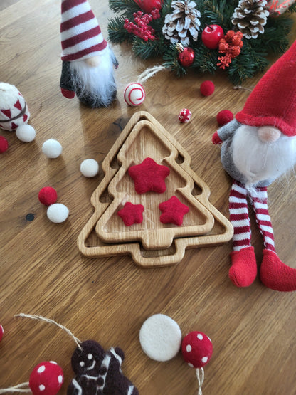 Christmas tree wooden trays