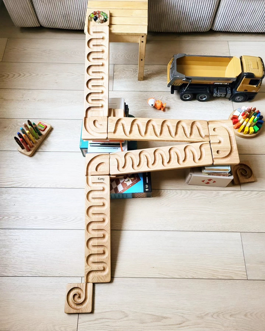 Marble run track marble run race marble machine winding track set wooden ball run toys for child marble maze gift for kids marble roller