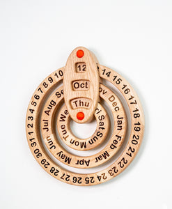 Wooden perpetual Calendar, wall Calendar gift for kids, for adults, learning dates, months and days of week never ending calendar Montessori