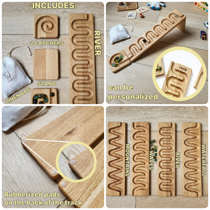 Wooden marble run track race