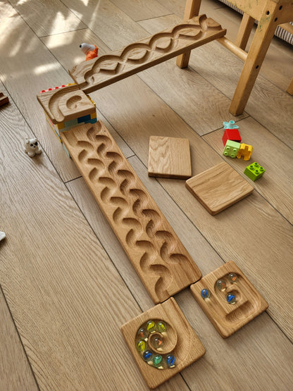 Wooden marble run track race