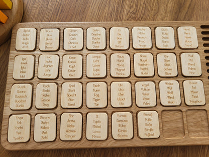 Deutsche große Tafel und Halter mit Buchstabenkarten