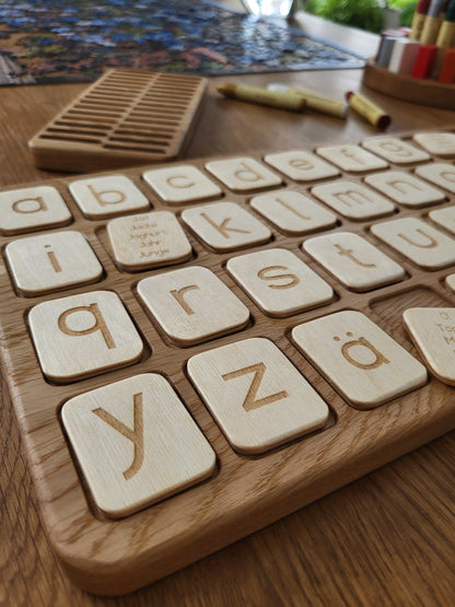 Deutsche große Tafel und Halter mit Buchstabenkarten