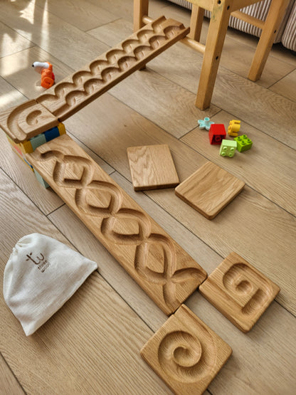 Wooden marble run track race